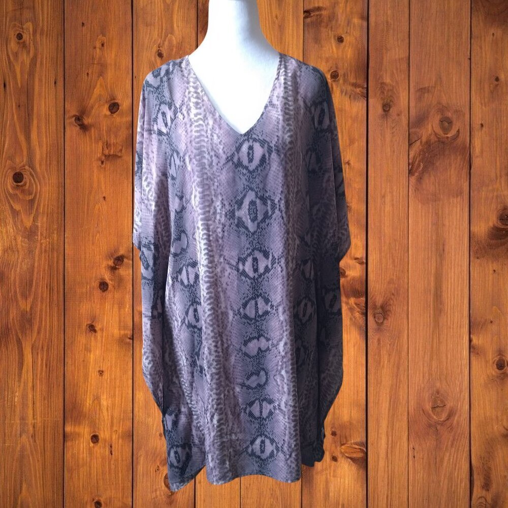 Caramela Size Small Mauve Snakeprint Kimono Dress Flowy Lined Beach Resortwear